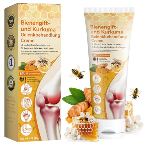 KAIOWPEIC Bienengiftsalbe und Kurkuma Gelenk Creme, Bienengift-gelenkberuhigendes Gel, Bienengiftsalbe, Bienengiftcreme geeignet für Nacken, Taillen, Rücken, Hand und Fußbeschwerden