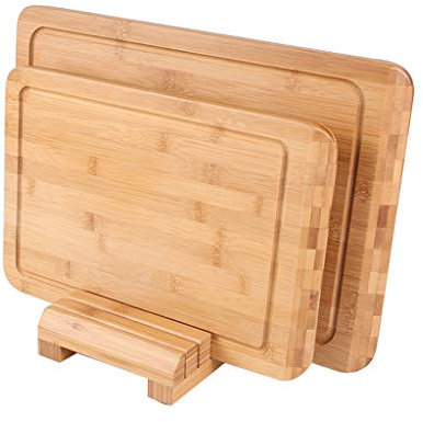 SBCGFY Extra Large Bamboo Cutting Boards For Kitchen With Juice Groove Bamboo Serving and Chopping Board(Set of 2)