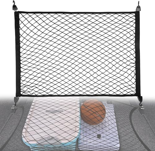 Car Cargo Net,Adjustable Organizer Storage Net,60 x 40cm Elastic Nylon Mesh Baggage Organizer,Cargo Boot Netting Universal Fit for Luggage,Car Boot,Trunk,Vehicle,Van,SUV,4 Hooks Included (60 x 40cm)
