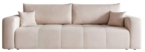 IDOHOME 93x244 Sofa mit Schlaffunktion (125x200) und Bettkasten (Massivholz + MDF) mit dekorativen Nähten auf der Sitzfläche