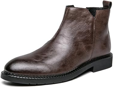 Chelsea - Botas de vestir para hombre con cremallera lateral, estilo casual, sin cordones, estilo Chukka Oxford, Brown, 39 1/3 EU