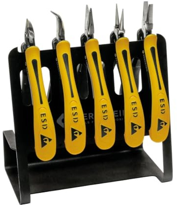 BERNSTEIN ESD Zangen Satz CLASSICline VARIO 5-tlg (inkl. ESD Werkzeughalter) | Elektronikzangen Set | Feinmechaniker Werkzeug Set