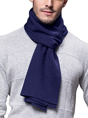 WANYING Vinter höst herr stickad halsduk ull stickad halsduk varm mjuk enkel chic gentleman – 180 x 30 cm enfärgad, Mörkblå, 180 × 30 cm