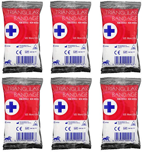 Blått lejon triangulärt engångs bandage arm axelskada första hjälpen arm sling + 2 säkerhetsnålar – 6-pack