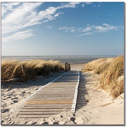 banjado® Glas Magnettafel mit 4 Magneten - Magnetwand 40x40cm mit Motiv Dünen - Memoboard/Pinnwand magnetisch, beschreibbar, perfekt für die Küche - Magnetboard auch als Wandbild/Wandtafel