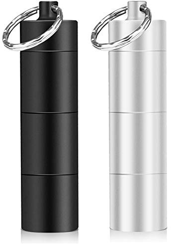 Opret Pastillero Llavero Pequeño (2 piezas), Pastillero de Bolsillo Metalico Pastillero Diario de Viaje para Tabletas, Píldoras y Cápsulas
