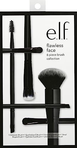 e.l.f. Flawless Face & Eye Brush Set, 6-Piece Brush Collection, Brushes For Face, Eyes & Brows, Made With Synthetic Bristles, Vegan & Cruelty-Free