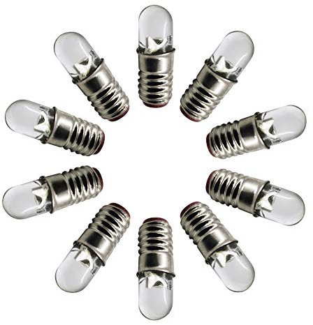 Ruiandsion E5 LED Bulb 12V Warm White E5 E5.5 Screw Base LED Bulb Upgrade for Modle Train Lights(Pack of 10)