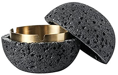 Pattumiera da tavolo, cestino per la spazzatura da tavolo, in acciaio inox, per esterni, balcone, inodore, adatta anche come bella decorazione da tavolo, S, nero