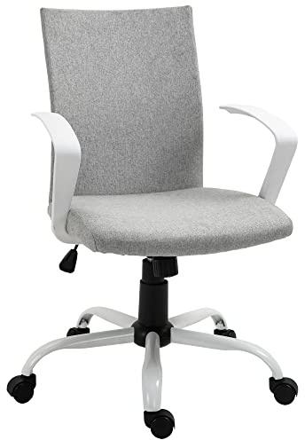 Vinsetto Bürostuhl Schreibtischstuhl mit Wippenfunktion Kopflehne Home-Office-Stuhl höhenverstellbarer ergonomisch 360°-Drehräder Schaumstoff Nylon Grau 61 x 61 x 89-99 cm