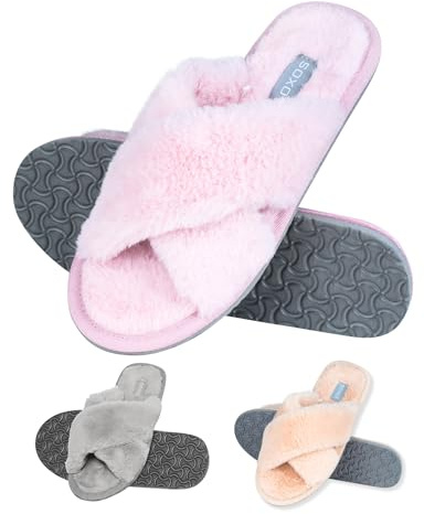 soxo Peluche Zapatillas De Casa Mujer Cómodas Pantuflas Verano Invierno Babuchas Women Slippers 39/40 Rosa