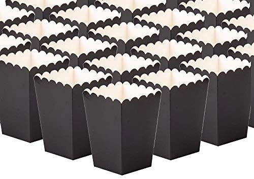 GAKA FAVOR 24 Stück Popcorn Boxen,Popcorntüten Schwarzer,Popcorn Tüten Schwarzer,Pappe für Snacks Süßigkeitenbehälter Partytüten für Filmabend Kino Snack Retro Party Geburtstag Hochzeit Geschenk