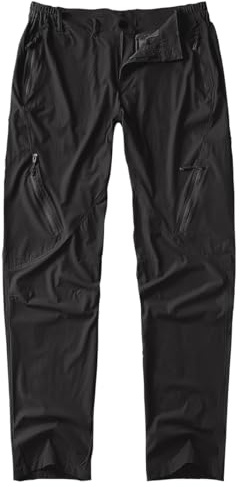 Postropaky Mens Hiking Quick Dry Lightweight Waterproof Fishing Pants Outdoor Travel Climbing Stretch Pants (Black, 34W x 30L)