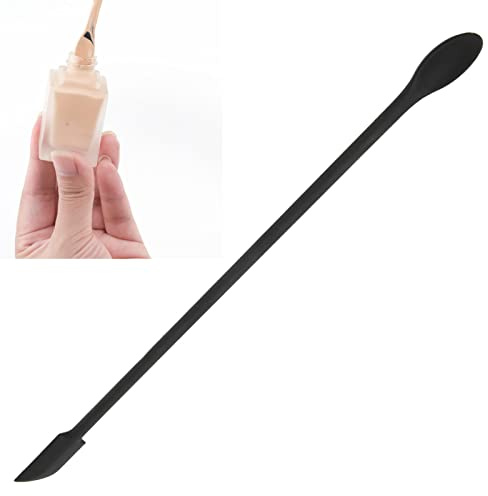Herramienta de Espátula de Maquillaje Negra, Mini Espátula de Mermelada Delgada Alargada de Silicona de 2 Lados para Maquillaje Facial Y de Base, Herramienta de Aplicación de Belleza para Mujer para V