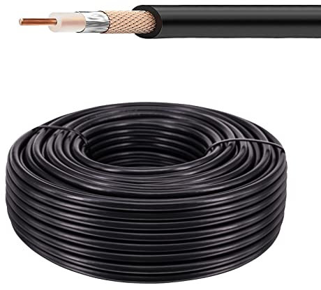 urcianow RG58 Cavo Coassiale 50 Ohm RG58 Bassa Perdita Cavo RG58 30 Metri Prolunga Singolo Schermato in Rame da 30 Metri per Antenne CB Satellitare TV