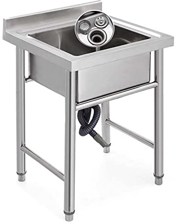 RTYHN Spülbecken Edelstahl Außenbereich Spülbecken Werkstatt Spüle Standwaschbecken Waschtrog Outdoor Garage Garten Küche (60cm)