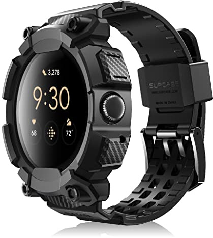 SUPCASE Armband für Google Pixel Watch/Pixel Watch 2 41 mm (2022/2023) [Unicorn Beetle Pro] Bumper mit Ersatzarmband, robuster Schutz, mit Band, Schwarz, Klassisch