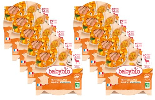 BABYBIO - Assiette Légumes Agneau Menthe - 12+ mois - BIO - 230g - Lot de 10
