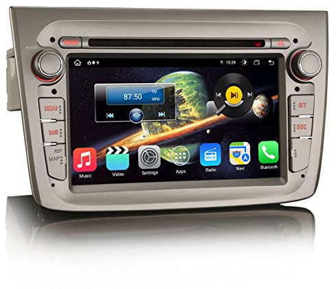 Erisin 7 Zoll 8-Kern 4GB RAM 64GB ROM Android 14 Autoradio mit GPS Navi für Alfa Romeo Mito Unterstützt Bluetooth Wireless CarPlay WiFi DAB+ SWC RDS FM Android Auto DSP USB Canbus CD Player