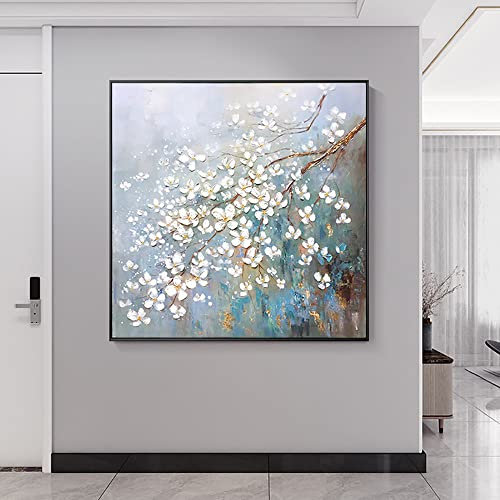 RGVV Handgemalte Acrylbilder Abstrakt,Original Handgemalte Leinwandbilder Pflaume Bossom Ölgemälde Rahmenlose Strukturierte Kunstwerke Extra Große Wandkunst Wohnkultur Für Wohnzimmer Schlafzimmer,110