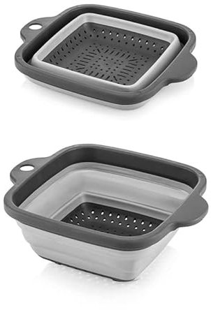 Pliable en gris-noir, bicolore, passoire de cuisine carrée