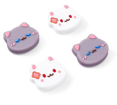 DLseego Joystick Kappen für Switch/Lite/OLED,Niedlich Element Switch knopf Kappen,4PCS weiche Silikon Switch Daumenkappen,Joy Con Controller Kappen für Switch/Lite/OLED,Katze