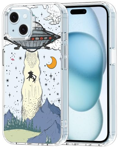 MOSNOVO für iPhone 15 Hülle – Durchsichtige, schlanke, stoßfeste TPU+PC-Handyhülle, [6,6 Fuß Fallschutz/Anti-Abziehen] - UFO
