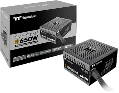 Thermaltake Smart BM3 650W 80Plus Bronze ATX 3.1 & PCIE 5 Ready Semi-Modular Power Supply; 105°C/221°F Japanese Capacitor; 5 Year Warranty; PS-SPD-0650MNFABU-3