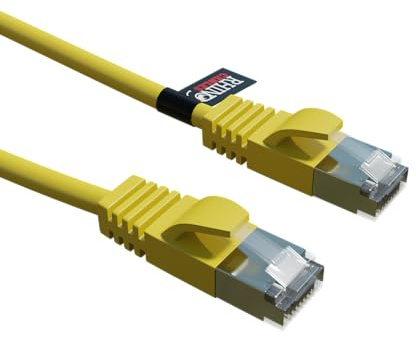 rhinocables CAT 8 20m Yellow High-Speed 40Gbps Extra Long Ethernet Cable | 2000Mhz - Gaming, Streaming & Browsing | S/FTP Shielding For Zero Lag & Minimal Interference (Single) | Gaming, Streaming & Browsing, S/FTP Shielding For Zero Lag & Minimal Interference