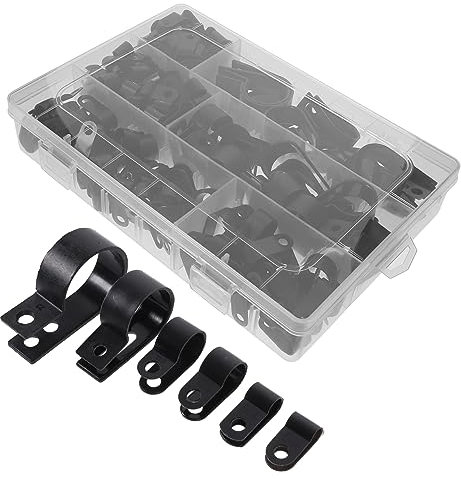 CHILDWEET Kit 200 Morsetti Per Cavi in Nylon 1/2 Pollice Staffa a U, Clip Per Cavi Automobilistici, Resistente e Compatto Contenitore Per Organizzazione e Fissaggio Fili