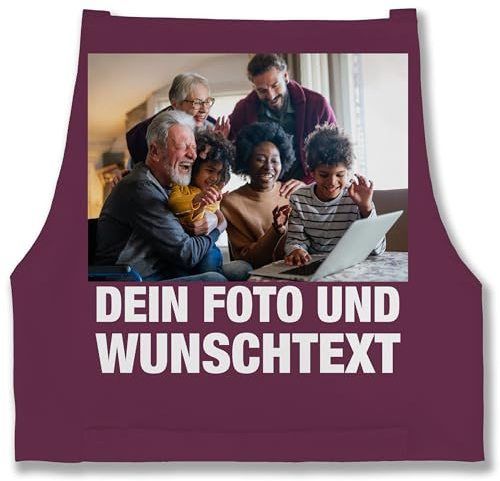 Geschenk mit Namen personalisiert by Shirtracer - Schürze - Erwachsene - Geschenk mit Bild I eigenem Foto I Name I eigener Text I Wunschtext