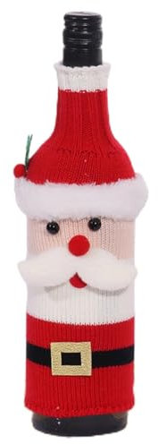Monozoz Weihnachts-Weinflaschenhülle | Weihnachten gestrickte Flaschenhülle | Handgestrickter Pullover-Weinflaschenschutz für Weihnachtsfeier, Zuhause, Wein