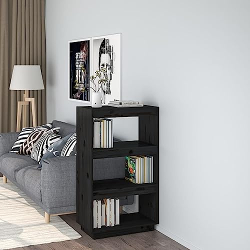 CKioict Eckvitrine Modernes Standregal Wohnzimmermöbel Bücherregal/Raumteiler Schwarz 60x35x103 cm Massivholz Kieferfür Wohnzimmer Schlafzimmer und Homeoffice