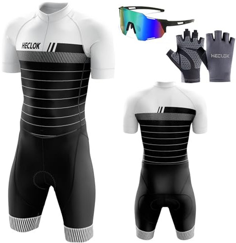 Herren Fahrrad Skinsuit,Kurzarm-Radsportanzug,Gepolstert einteilig Trisuit Bike Short Trisuit Einteiler für Wettkampf,Triathlon Anzug Herren-Triathlonanzug,Laufen,Radfahren,Schwimmen (TYP-5,L)