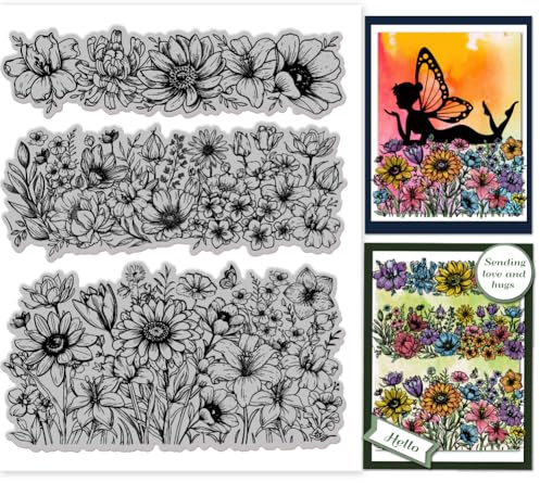 GLOBLELAND Blumen Hintergrund Stempel 8.7X7 Blumen EVA Stempel Prägestempel Siegelstempel Aus Gummi Für DIY Scrapbooking Und Kartenherstellung Papierbasteldekor