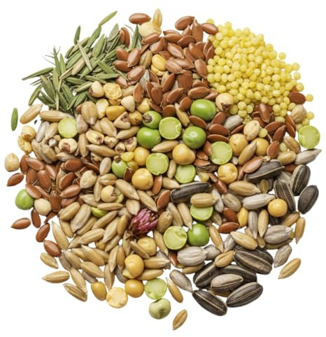 Chicken Forage Seed Mix - Better Eggs and Meat, Annual Ryegrass, Perennial Ryegrass, Buckwheat, Flax, Millet, Forage Peas, Red Clover, Alfalfa, Sunflowers (10 Pounds Bulk)