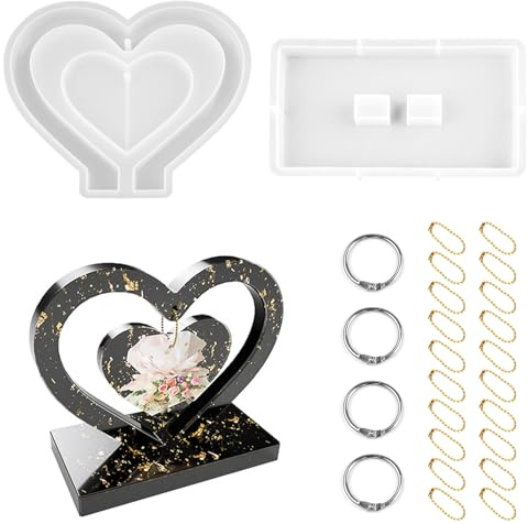 TAIANJI Heart Resin Moulds, Epoxy Love Resin Moulds with Chain | Silicone Photo Frame Large Mould for Resin DIY Handicrafts, Souvenirs, Gifts, Home Decoration