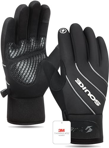 Souke Fahrradhandschuhe Herren Damen Winter 3M Thinsulate Wasserdicht Radhandschuhe Gel Stoßdämpfung Touchscreen Anti-Rutsch WarmeWinddicht Winterhandschuhe