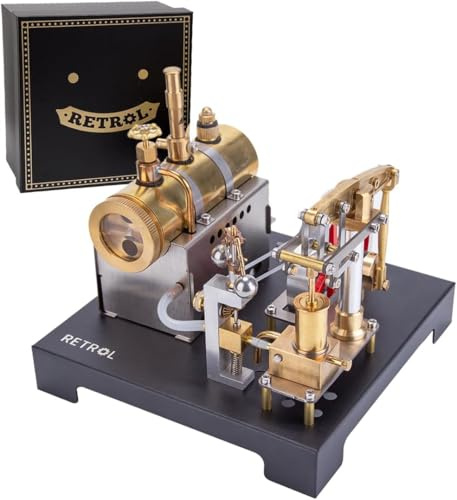 NULA Set da costruzione modello di motore a vapore a trave, mini motore in metallo retrò in metallo modellismo macchina a vapore stazionaria con caldaia orizzontale per gli amanti delle macchine a
