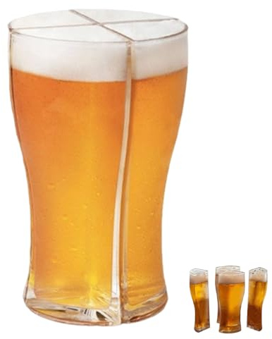 OULIGET Vasos de cerveza 4 en 1, vasos de cerveza acrílicos irrompibles transparentes, vasos de cerveza de 10 onzas, regalos de cerveza clásicos para fiestas, bares, actividades al aire libre, bodas