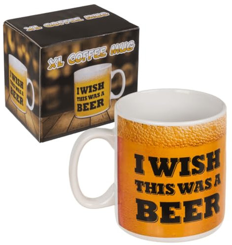 LND Gifts XL Coffee Mug, Large Mug, 1000ml Capacity Big Mug Ideal Large Mug for Hot Drinks, I Wish This was A Beer Gifts for Him, Large Ceramic Mug Gifts for Dad Birthday Extra Large Mugs Soup Cup