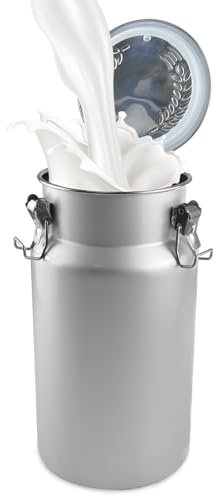 Generisch Milchkannen Edelstahl Milchkanne Verschließbare Fässer Großgebinde, Milchkännchen Mit Versiegeltem Deckel Lagerung Transport Milch Wein Teeblatt Erdnussöl Eimer Glas,10L 22X30cm