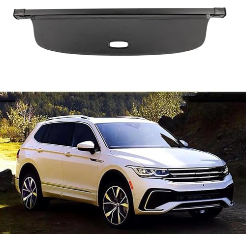 YHBIBI Auto Einziehbare Hintere Kofferraum Hutablage Für V.W Tiguan 2010-2024, Kofferraumvorhang-Laderaumabdeckung, Autodekorationszubehör