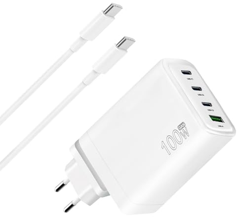 ZORUBUM 100W Chargeur d'ordinateur Portable USB C Compatible avec MacBook Pro/Air, i Pad Pro/i Pad Air/i Pad Mini, i Phone 15/15 Plus, Un Chargeur de Type C avec 4 Ports pour Plusieurs appareils
