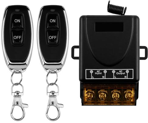 Interruttore Telecomando Senza Fili 433MHz, Ricevitore Relè AC 220V 230V 240V 110V 30A con 2 Trasmettitori, Controllo a Distanza per Pompe d'Acqua, Elettrodomestici e Irrigazione Agricola ﻿