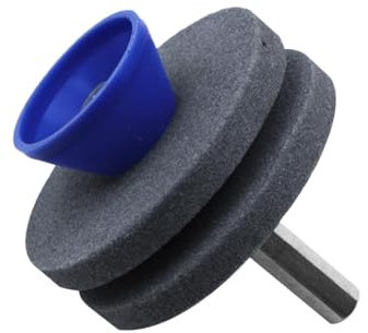 SEIWEI 1 afilador de cuchillas universal de doble capa para cortacésped, rueda de piedra de afilar para taladro eléctrico, color gris