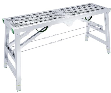 Andamio Plegable portátil, Capacidad de Carga de 400 kg, Plataforma de Trabajo Plegable Multiusos, Escalera, Taburete, Banco, Altura Ajustable, 160 x 40 cm.