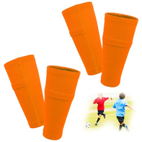 FIBOGOUP 2 Paar Schienbeinschoner Halter Kinder Herren,Stutzen mit Optimierter Einstecktasche,Fußball Schienbeinschoner Sleeves Socken,Atmungsaktiv-rutschhemmend-stabil
