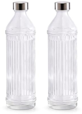 Basera 2er-Set Glasflasche mit Edelstahlverschluss, 970 ml