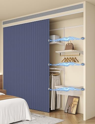Aeovot Rideau Placard sur Mesure Magnétique, Rideau Cache Placard pour Meuble Cuisine Armoire sans Porte Dressing Étagères sous Evier avec Rails Coulissants - Anti-Poussière Imperméable(Bleu)